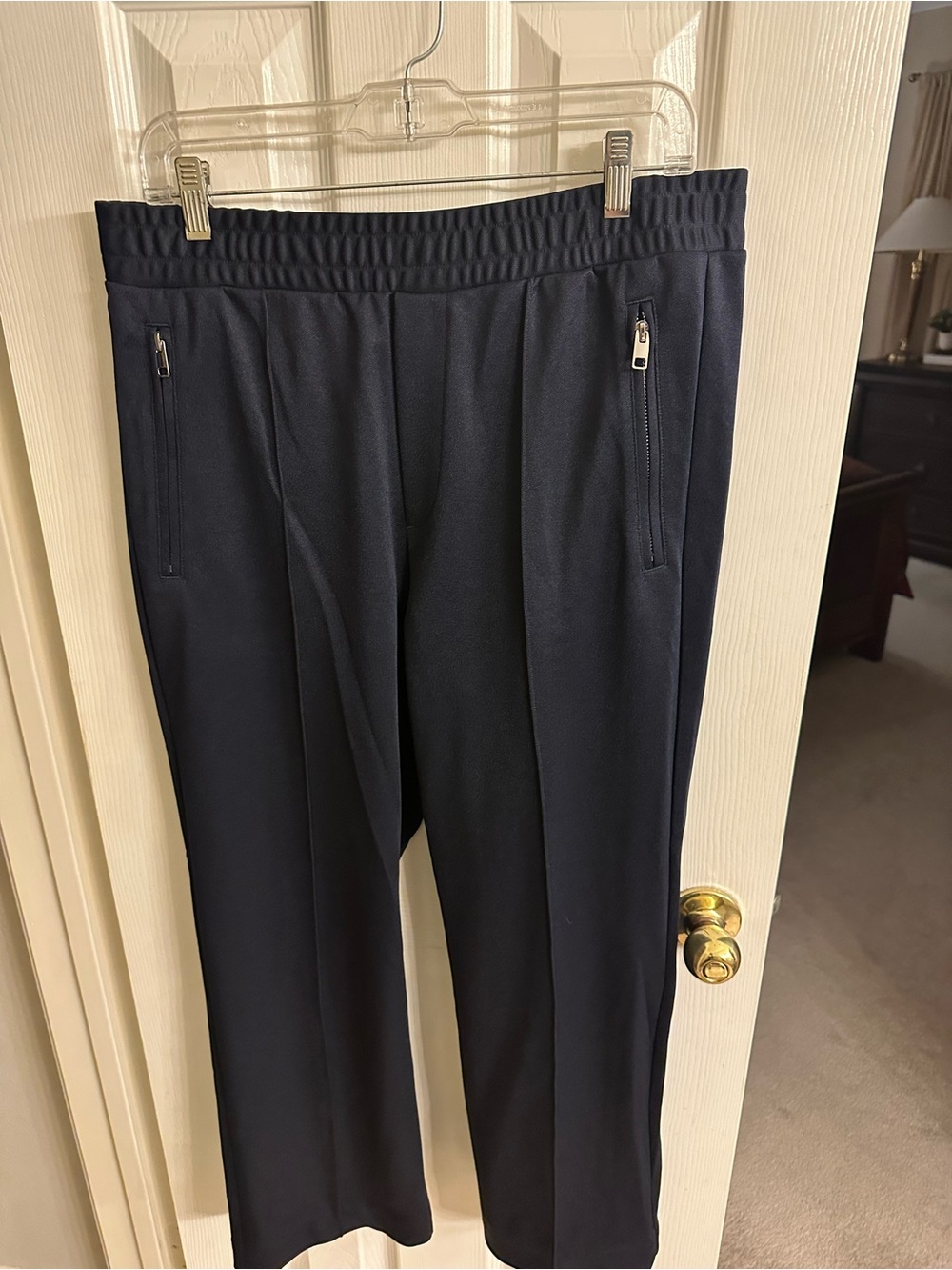 Men's H&M Navy Pull-On Dress Pants with Zipper Pockets